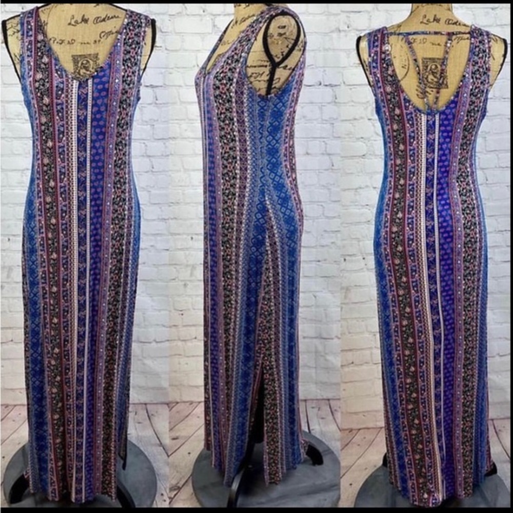 Pink Republic Floral/stripe Strappy Details Maxi